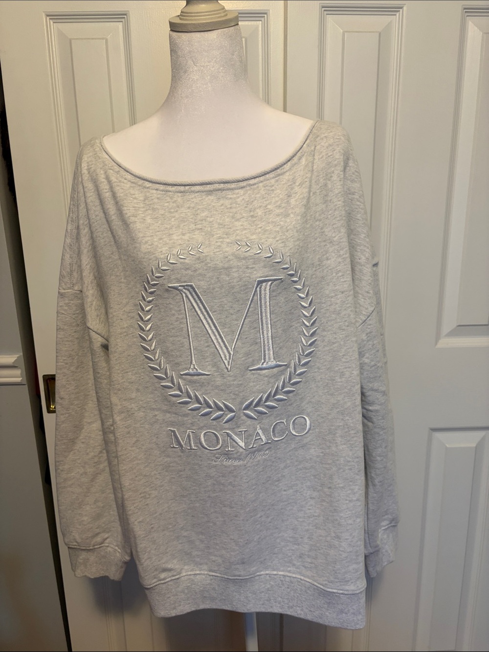 Garage Off-the-Shoulder “Monaco” Embroidered Sweatshirt